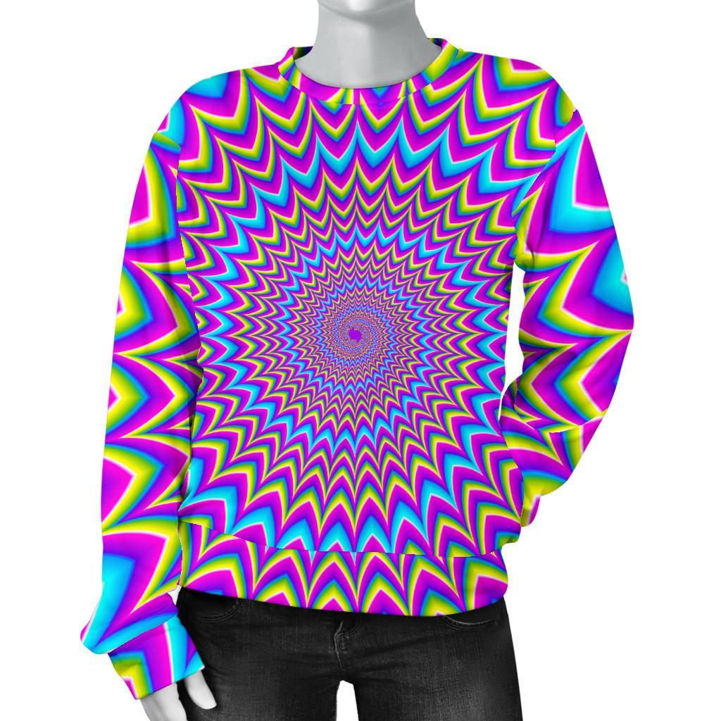 Dizzy Spiral Moving Optical Illusion Women's Crewneck Sweatshirt ...