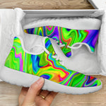Green Abstract Liquid Trippy Print Mesh Knit Shoes GearFrost