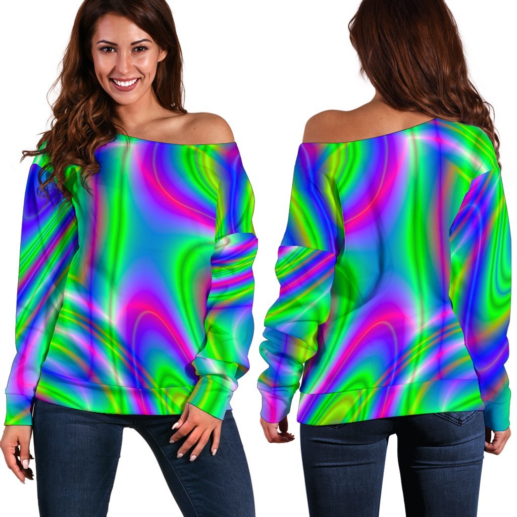 off the shoulder neon sweatshirt