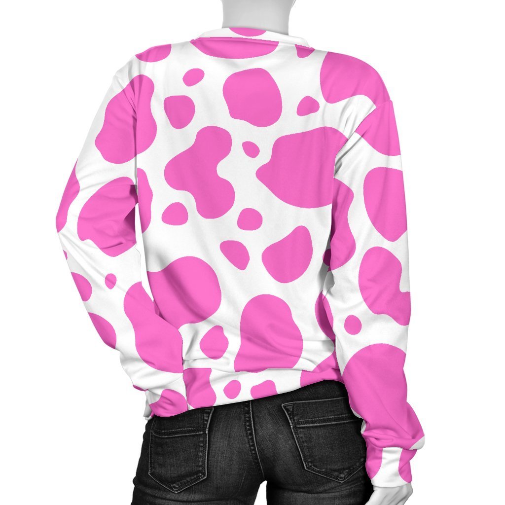 Pink And White Cow Print Women's Crewneck Sweatshirt – GearFrost