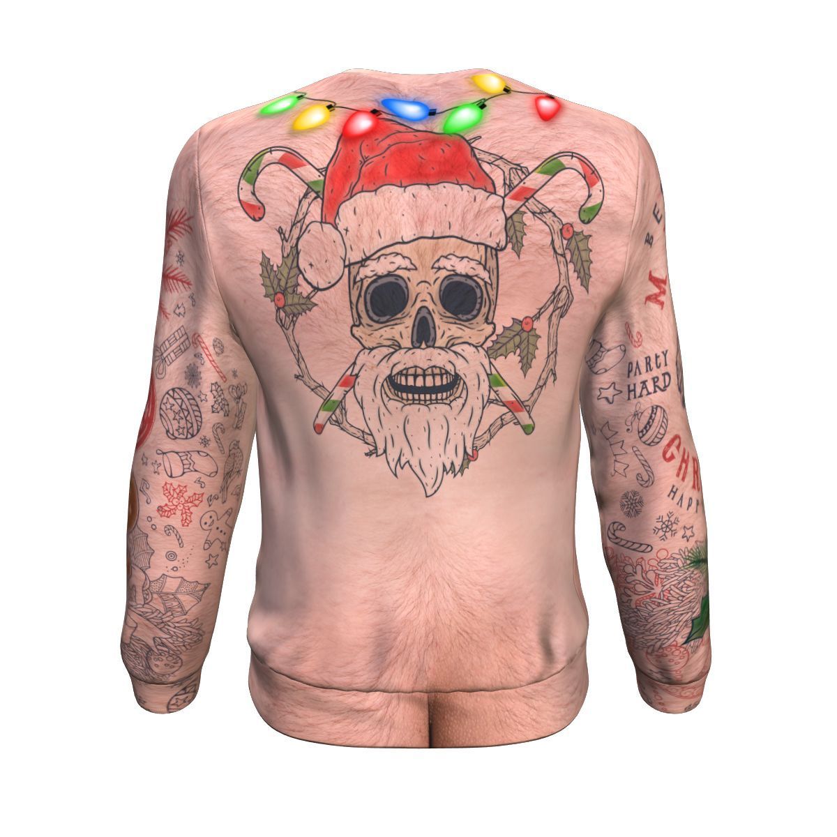 Biker Tattoo TShirt Mens Christmas Ugly Christmas Sweater Allover Print  Long Sleeve Shirt  Coolie S  Walmartcom