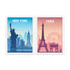 New york & Paris Set of 2 travel Posters