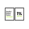 Harder better and 1 percent better Set of 2 Gym Posters
