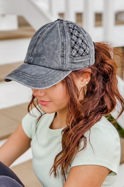 Basket Woven Criss Cross High Ponytail Cc Ball Cap Front St Shop