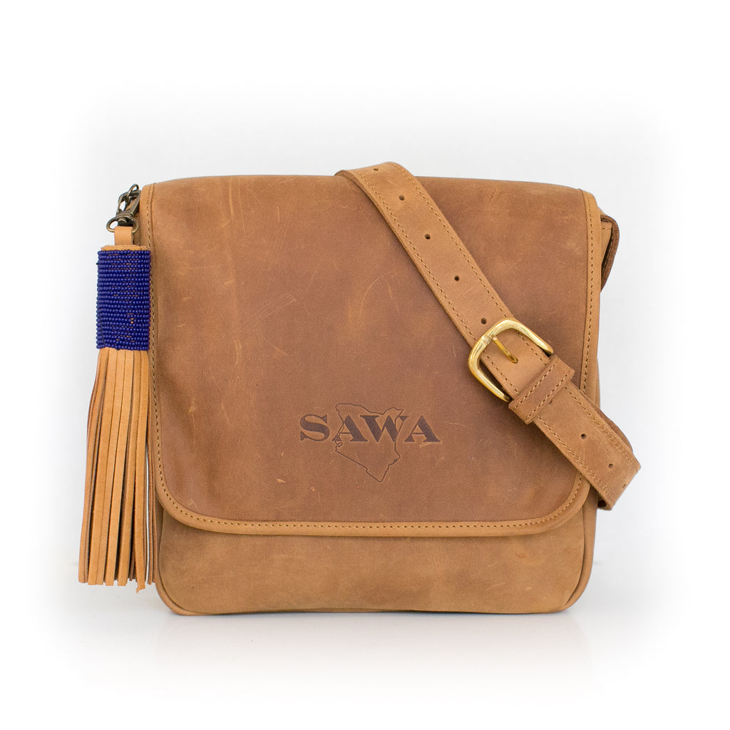 camel leather messenger bag