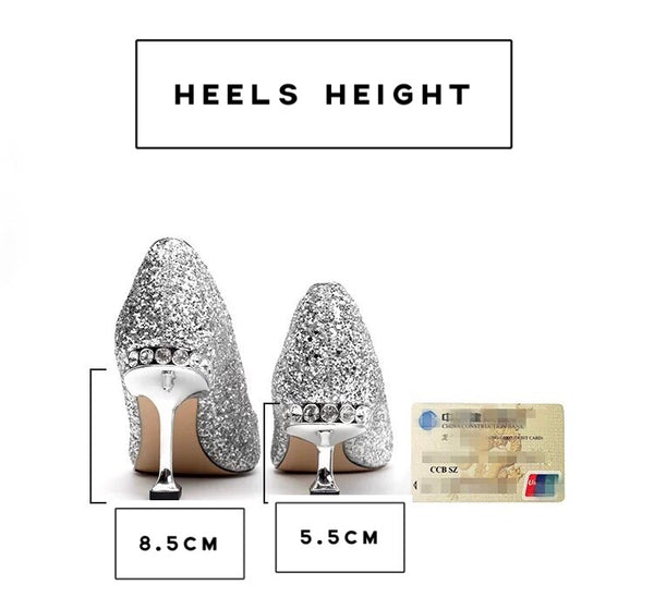 5.5cm 2 inches height sparkly shoes 