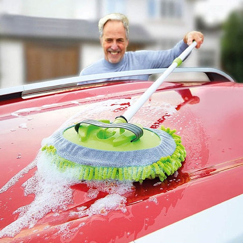 Men Washing Car with CarCarez 2-in-1 Telescopic Chenille Car Wash Mop Product Image