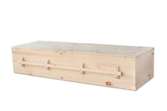 modest plain pine box