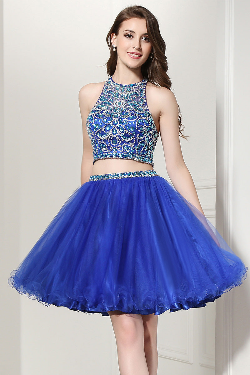 Two Pieces Short Prom Dress For Girls Royal Blue Homecoming Dress, BS1 ...