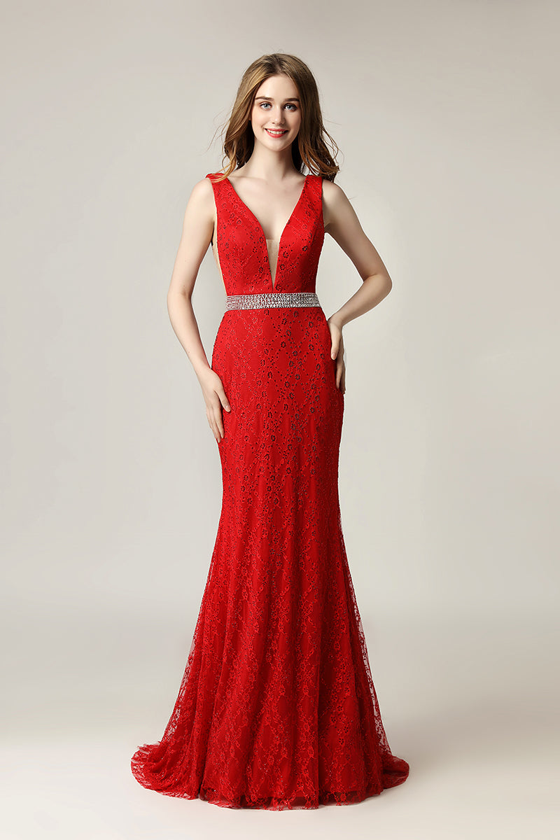 Red Lace Formal Mermaid Long Evening Dress, LX505 – luladress