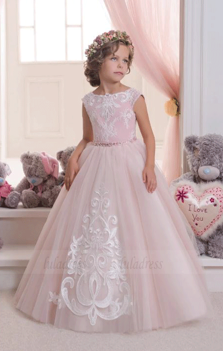 Pink Lace Flower Girls Dresses For Weddings, BW97603 – luladress