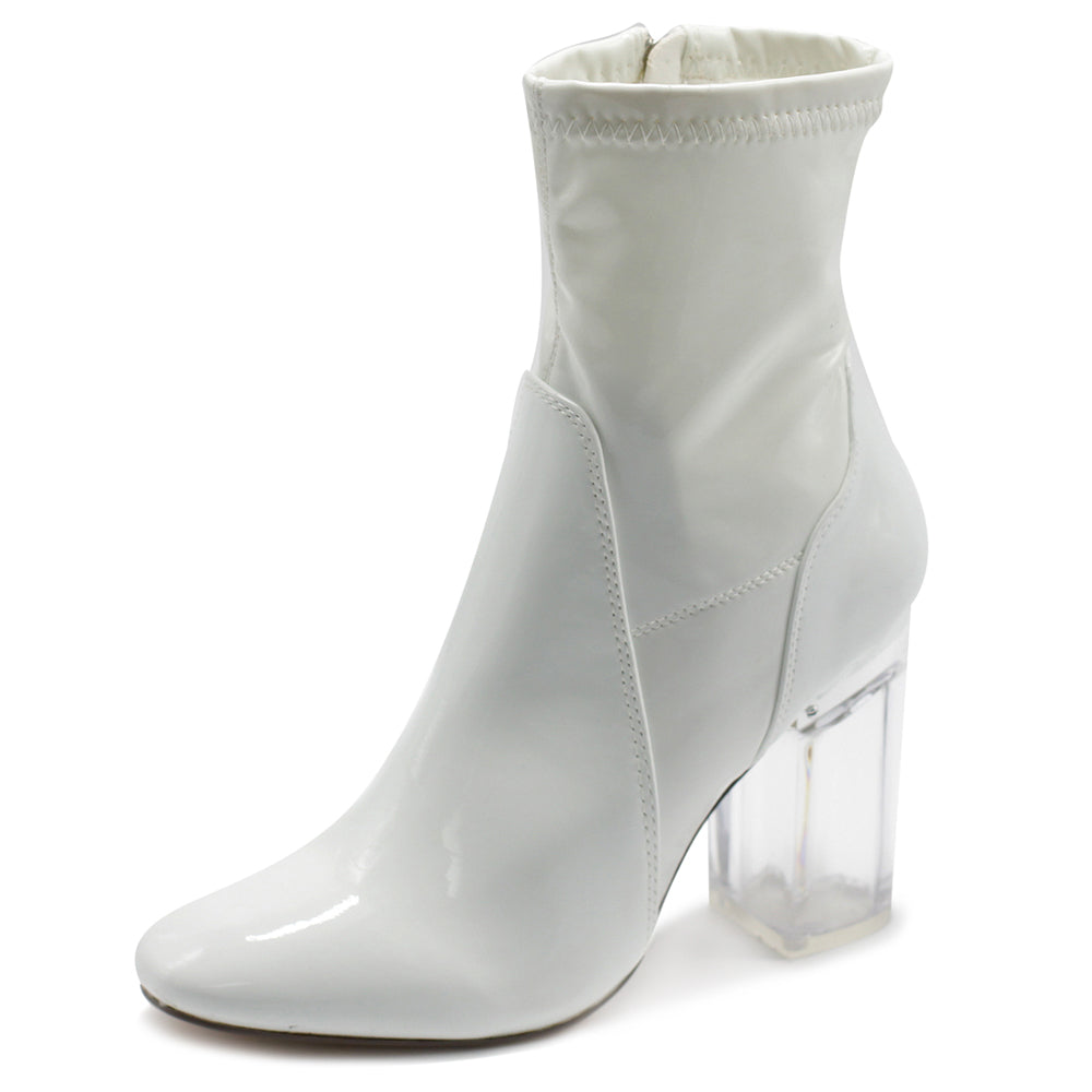 clear heel ankle boots