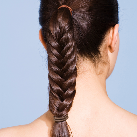 Female going to sleep with braid in hair