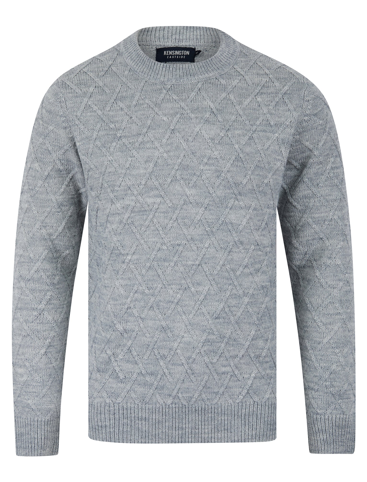 Jumpers Waddingham Wool Mix Cable Knit Crew Neck Jumper in Light Silver Marl - Kensington Eastside / XXL - Tokyo Laundry