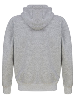 Sword Motif Brushback Fleece Pullover Hoodie in Light Grey Marl - triatloandratx