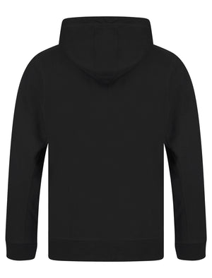 Revel Motif Brushback Fleece Zip Through Hoodie in Jet Black - triatloandratx