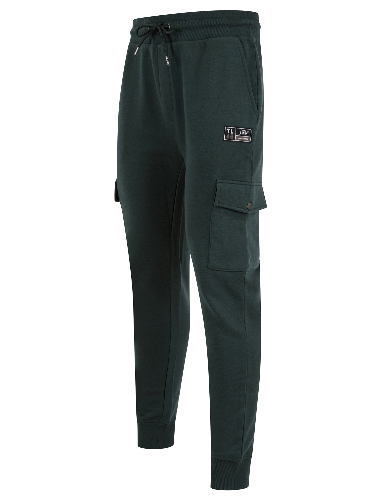 sweatpants phantom multi-pocket cargo style cuffed joggers in dark green / s - tokyo laundry