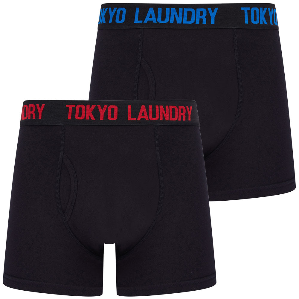 Mens Underwear Tilson 2 (2 Pack) Boxer Shorts Set in Mars Red / Blithe / S - Tokyo Laundry