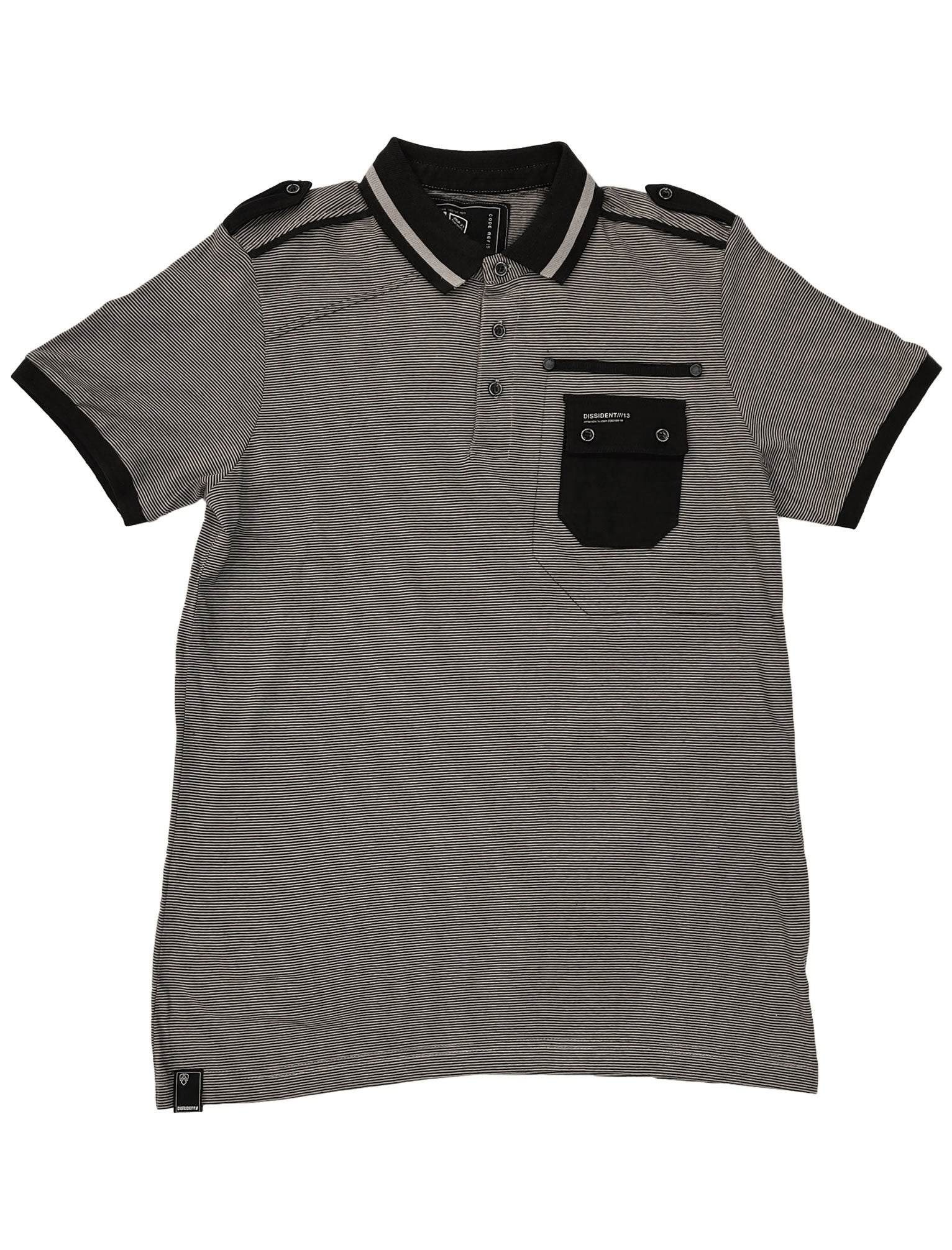 Polo Shirts Tipey Microstripe Cotton Jersey Polo Shirt In Grey - Dissident / M - Tokyo Laundry