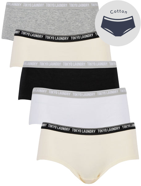 7-pack cotton bikini briefs - Cream/Grey marl/Black - Ladies