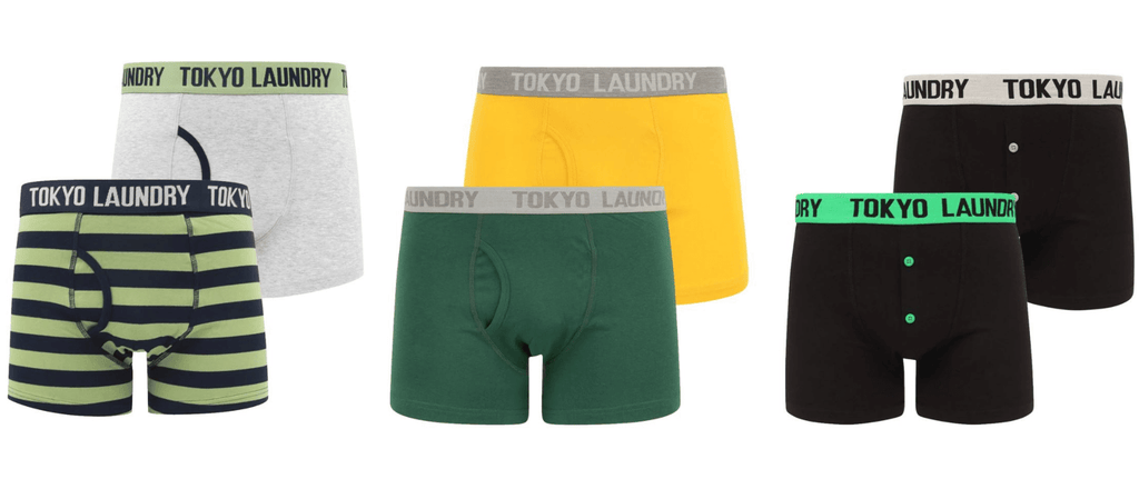 Examples of men's boxers available to buy at Tokyo Laundry