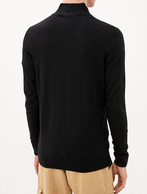 Redwood 2 Half Zip Neck Cashmilon Knit Jumper in Black - Kensington Eastside