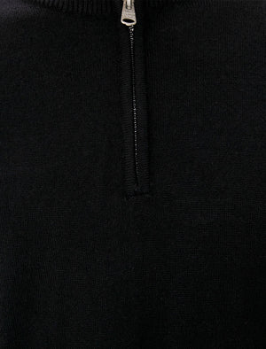 Redwood 2 Half Zip Neck Cashmilon Knit Jumper in Black - Kensington Eastside