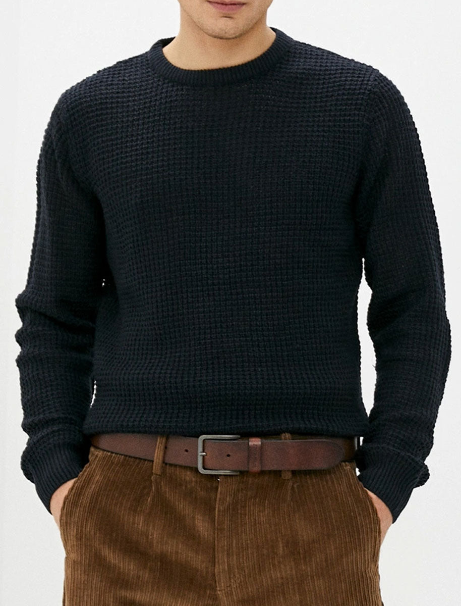 jumpers olney crew neck waffle knit jumper in dark navy - kensington eastside / xl - tokyo laundry