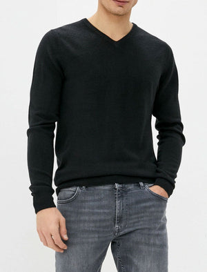 Kasso Soft V Neck Jumper In Black - Kensington Eastside