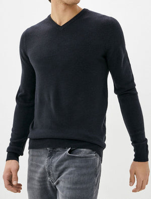 Kasso Soft V Neck Jumper In Dark Navy - Kensington Eastside