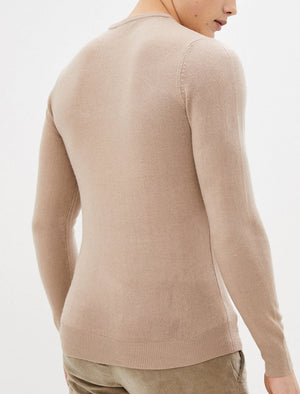 Olsen Soft Cashmillon Crew Neck Jumper In Taupe - Kensington Eastside