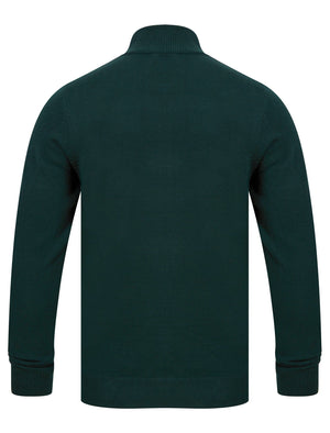 Hitchcock Half Zip Neck Cashmilon Knit Jumper in Evergreen - Kensington Eastside