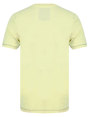 Larkers Motif Cotton Jersey T-Shirt in Pastel Yellow - triatloandratx