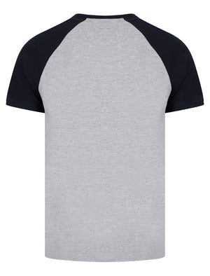 Dunswell (3 Pack) Raglan Sleeve Cotton Jersey Basic T-Shirt Set In Light Grey Marl / White / Dutch Blue - triatloandratx