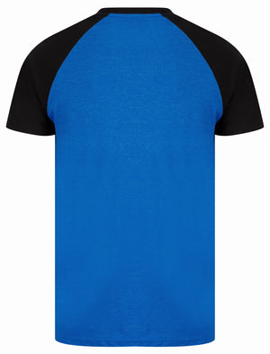 Summit Baseball Style Raglan Sleeve Crew Neck T-Shirt in Mid Blue Marl - triatloandratx