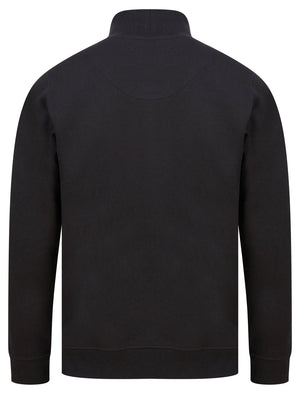 Bloomfield Quarter Zip Funnel Neck Pullover Sweat in Jet Black - triatloandratx