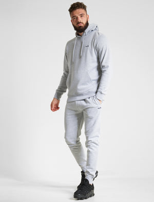 Palace Matching 2pc Hoody & Jogger Brushback Fleece Co-rd Set in Light Grey Marl - triatloandratx