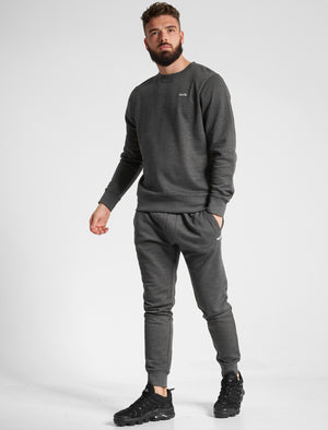 Grate Matching 2pc Sweatshirt & Jogger Brushback Fleece Co-rd Set in Charcoal Marl - triatloandratx