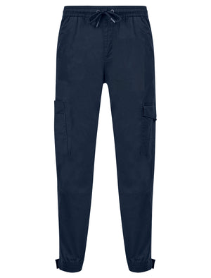 Anza Stretch Cotton Twill Cuffed Cargo Jogger Pants with Pockets in Parisian Night Blue - triatloandratx