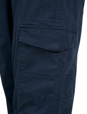 Anza Stretch Cotton Twill Cuffed Cargo Jogger Pants with Pockets in Parisian Night Blue - triatloandratx