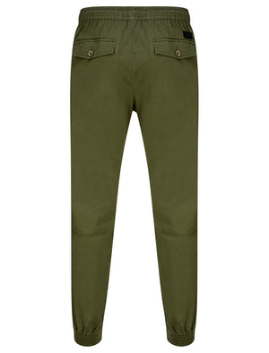 Portmany Stretch Cotton Twill Cuffed Cargo Jogger Pants in Dusty Olive - triatloandratx