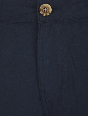 Maulua Cotton Linen Straight Leg Trousers in Sky Captain Navy - triatloandratx