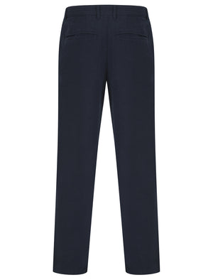 Maulua Cotton Linen Straight Leg Trousers in Sky Captain Navy - triatloandratx