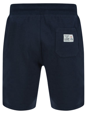 Bluesy Motif Brushback Fleece Jogger Shorts in Sky Captain Navy - triatloandratx