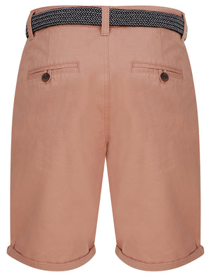 Dexter Cotton Twill Chino Shorts With Woven Belt in Pink - triatloandratx