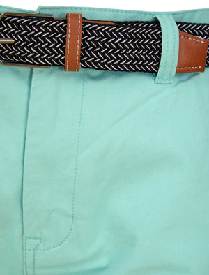 Dexter Cotton Twill Chino Shorts With Woven Belt in Mint - triatloandratx