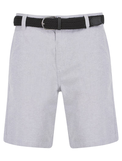Armando Cotton Chino Shorts with Woven Belt in Pink Oxford - Tokyo