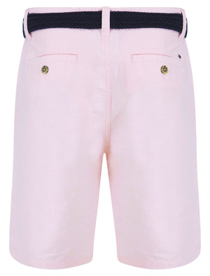Kamdi Cotton Chino Shorts with Woven Belt in Pink Oxford - triatloandratx