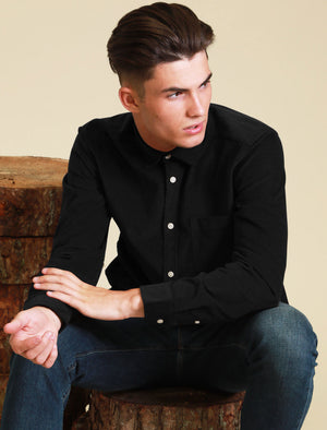 Erskine Corduroy Cotton Long Sleeve Shirt In Jet Black - triatloandratx