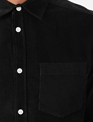 Erskine Corduroy Cotton Long Sleeve Shirt In Jet Black - triatloandratx